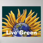 Live Green Earth Sunflower Poster (Voorkant)