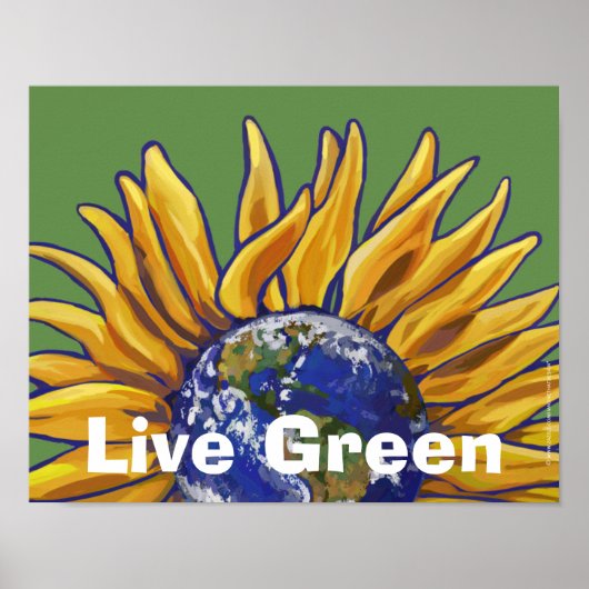 Live Green Earth Sunflower Poster (Voorkant)