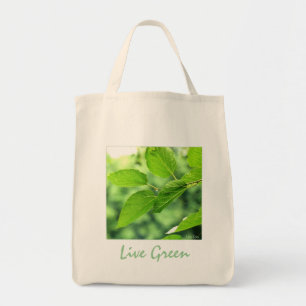 "Live Green" Organic Canvas Grocery Canvas tas