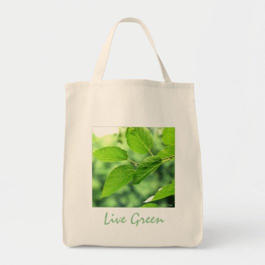 "Live Green" Organic Canvas Grocery Canvas tas (Voorkant)