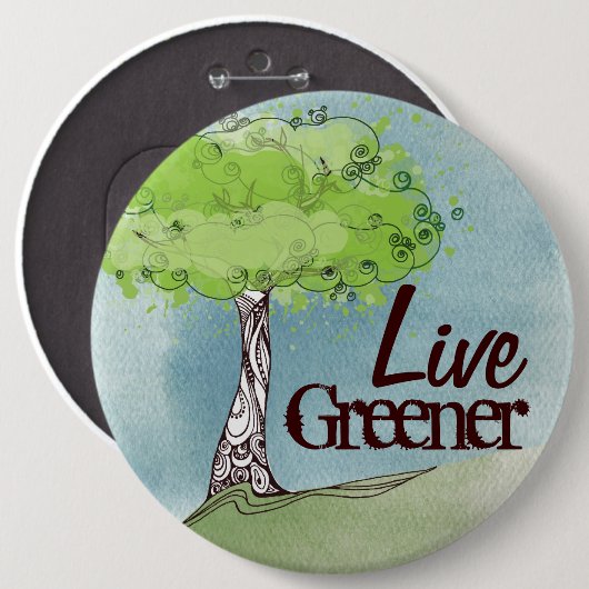 Live Green Ronde Button 6,0 Cm (Voorkant /achterkant)