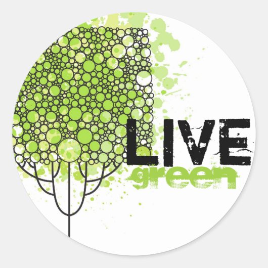 Live Green Ronde Sticker (Voorkant)