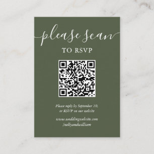 Live Green Script RSVP QR Code Informatiekaartje