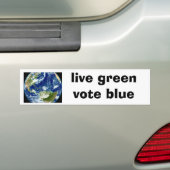 "live green, stem blue" bumpersticker (Op auto)