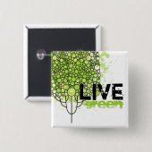 Live Green Vierkante Button 5,1 Cm (Voorkant /achterkant)