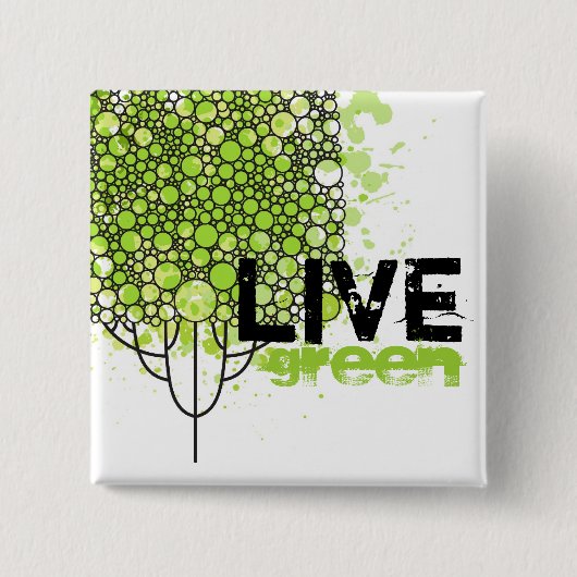 Live Green Vierkante Button 5,1 Cm (Voorkant)