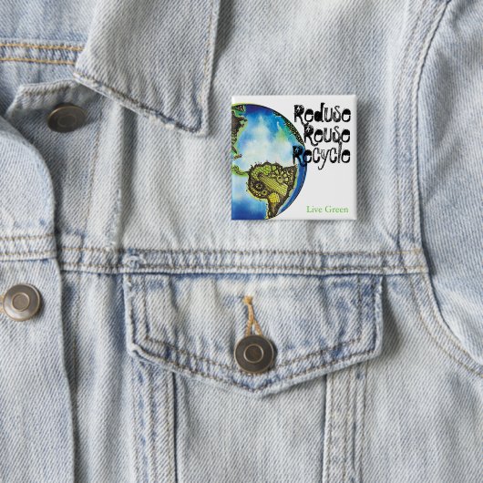 Live Green Vierkante Button 5,1 Cm (In situ)