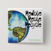 Live Green Vierkante Button 5,1 Cm (Voorkant)