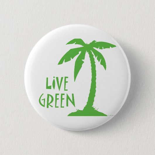 Live groen - palmboom ronde button 5,7 cm (Voorkant)