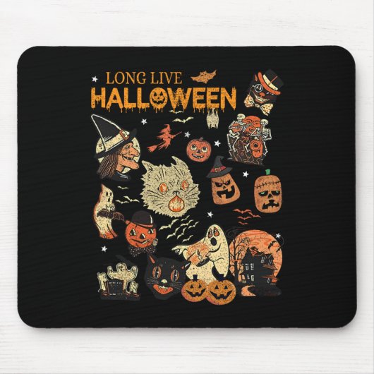 Live Halloween Pumpkin Witch Ghost Black C Muismat (Voorkant)