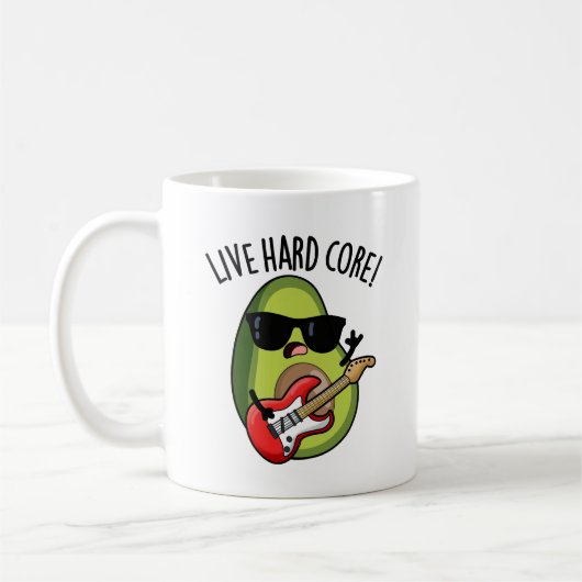 Live Hard Core Grappige Avocado Rock Pun Koffiemok (Links)