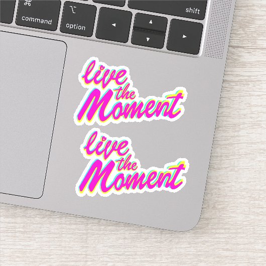 Live het moment kleurrijke heldere slogan sticker (Detail)