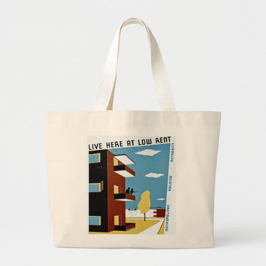 Live hier op lage huur grote tote bag (Voorkant)