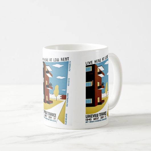 Live hier op lage huur koffiemok (Voorkant rechts)