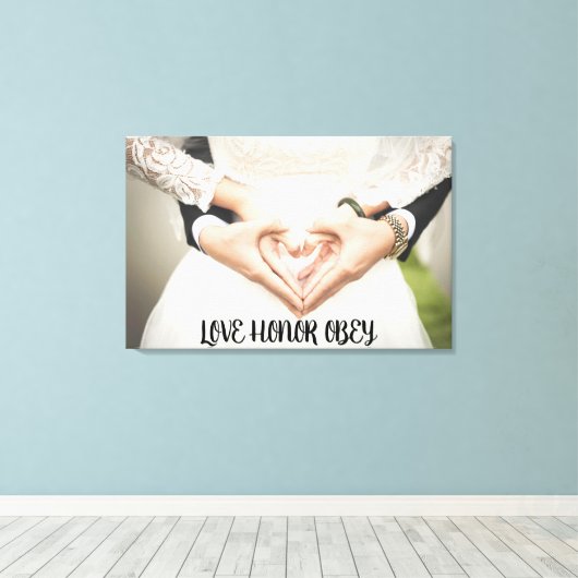 LIVE HONOR OBEY WEDDING FOTO STRETCHED CANVAS (Insitu (Houten vloer))