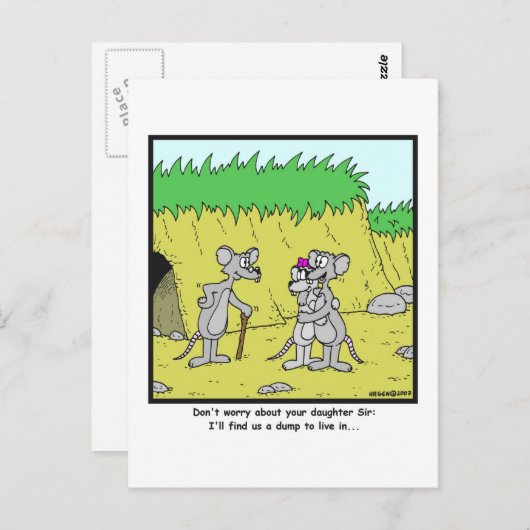 Live in a Dump: Rat cartoon Briefkaart (Voorkant / Achterkant)