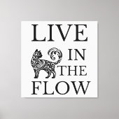 Live in The Flow artistiek kattensilhouet. Canvas Afdruk (Voorkant)