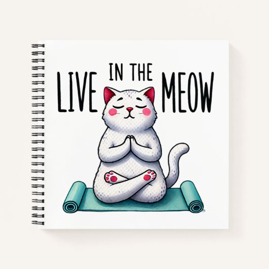 "Live in the Meow", een grappige kattenliefhebber Notitieboek (Voorkant)