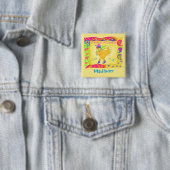 Live it Up Yellow Chick Power Name Badge Vierkante Button 5,1 Cm (In situ)