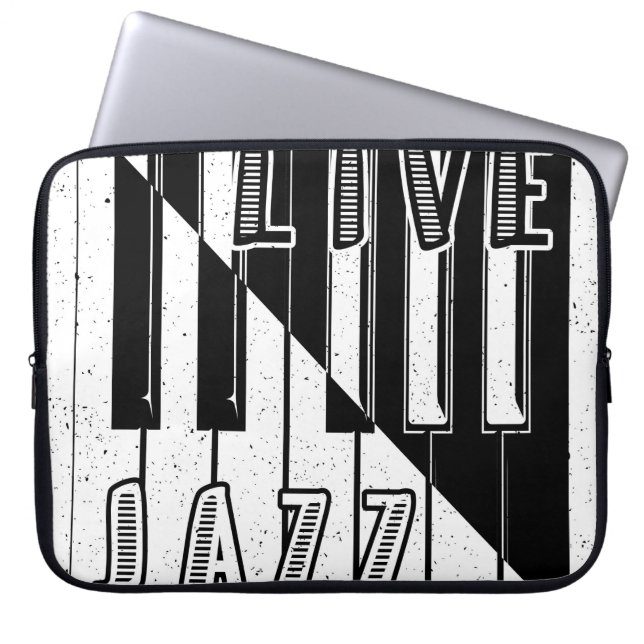 Live Jazz Calligraphy Illusion Logo Lettering met Laptop Sleeve (Voorkant)