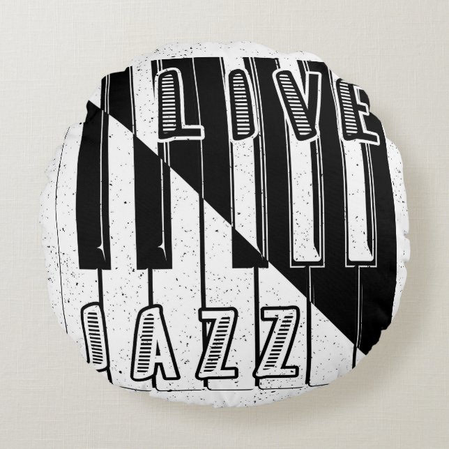 Live Jazz Calligraphy Illusion Logo Lettering met Rond Kussen (Voorkant)
