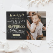LIVE JOY HAPPINESS CHALKBOARD CHRISTMAS FOTO-KAART FEESTDAGENKAART