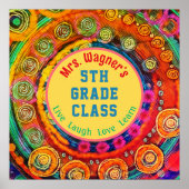 Live Lach Leer Leuk Kleurrijk Populair Klaslokaal Poster (Voorkant)