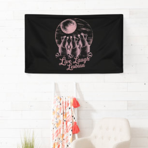Live Lach Lesbische Raccoon Lesbische LGBTQ Pride Spandoek