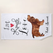 Live Lach Lief Strandhanddoek voor Field Spaniel l Strandlaken (Voorkant)