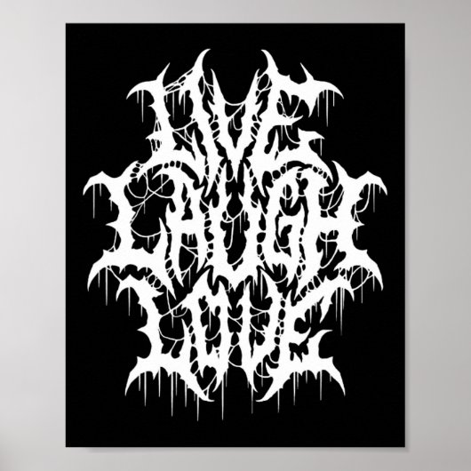 Live Lach Liefde Black Metal Parodie Leuke Typogra Poster (Voorkant)