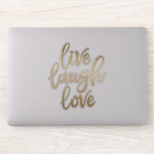 Live Lach Liefde Faux Gold Lettering Sticker (Computer)