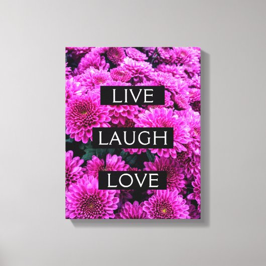 Live Lach Liefde Mooie Floral Wrapped Canvas Afdruk (Voorkant)