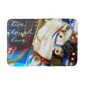Live Lach Liefde Quote Witte Carrousel Paard Foto Badmat (Voorkant)