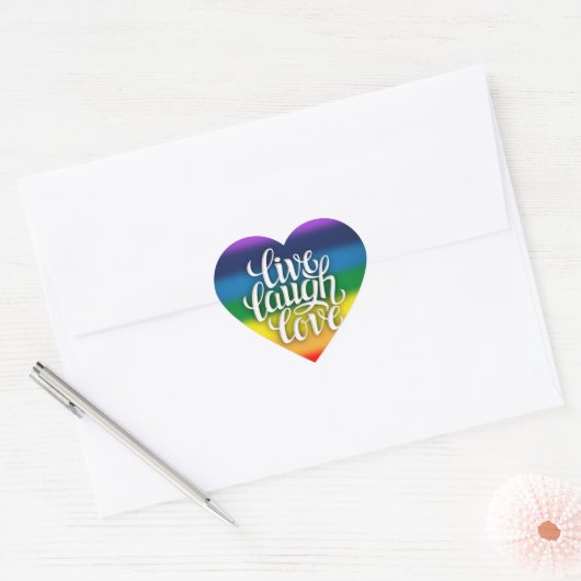 Live Lach Liefde Regenboog Sticker (Envelop)