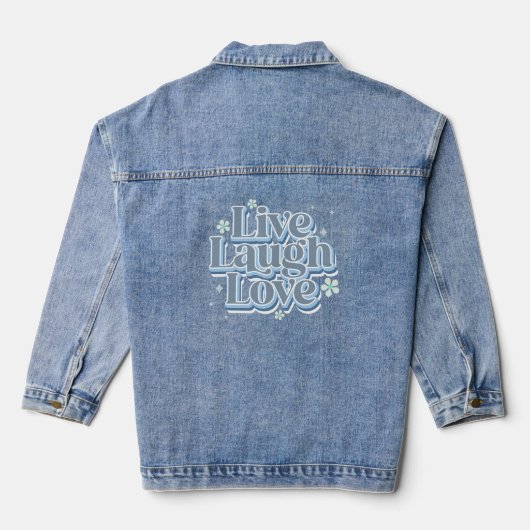 Live Lach Liefde Retro Typografie Ontwerp Denim Jacket (Achterkant)