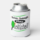 Live Lach Speel Pickleball Pickle bal Spelers Gif Blikjeskoeler (Blikje Voorkant)