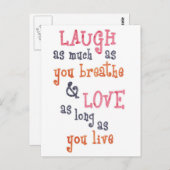 Live lachen, eenvoudig citaat briefkaart (Voorkant / Achterkant)