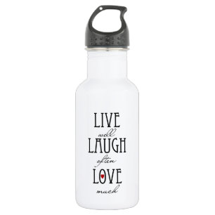 Live lachen liefde eenvoudige tekst waterfles