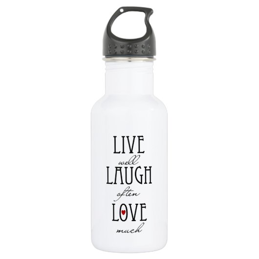 Live lachen liefde eenvoudige tekst waterfles (Voorkant)