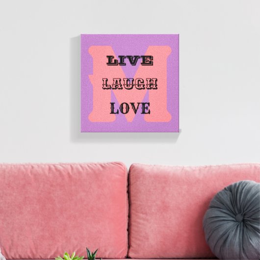 LIVE LACHEN LIEFDE MONOGRAM stretched canvas Print (Insitu (Woonkamer))