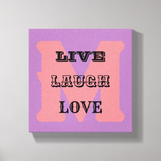LIVE LACHEN LIEFDE MONOGRAM stretched canvas Print (Voorkant)
