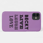 LIVE LACHEN LIEFDE NAAM PAARSE MODERN Case-Mate iPhone CASE (Achterkant (horizontaal))
