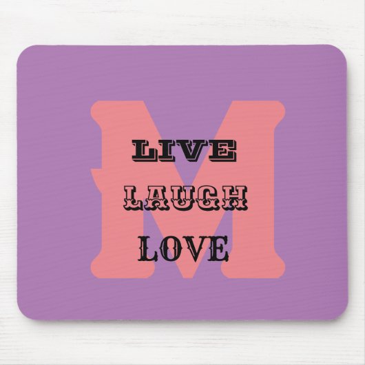 LIVE LACHEN LIEFDE NAAM PAARSE MODERN FUN Mousepad Muismat (Voorkant)