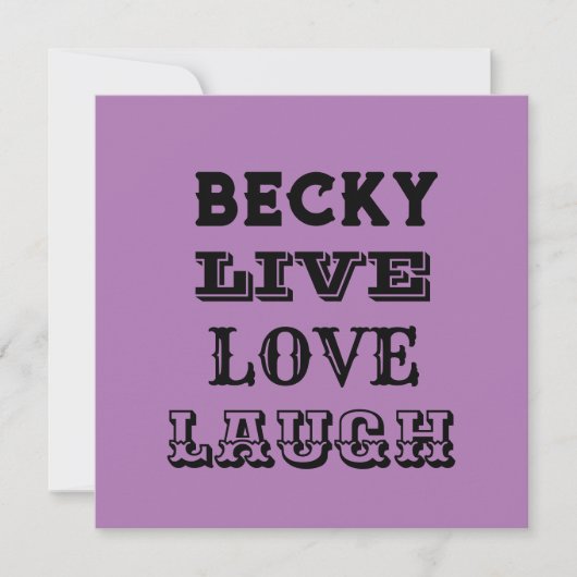 LIVE LACHEN LIEFDE NAAM PAARSE MODERNE KAART (Voorkant)