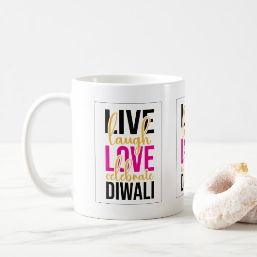 Live lachen liefde vieren Diwali Koffiemok (Met donut)