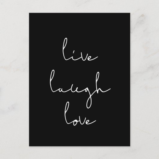 Live lachen liefde zwart briefkaart (Voorkant)