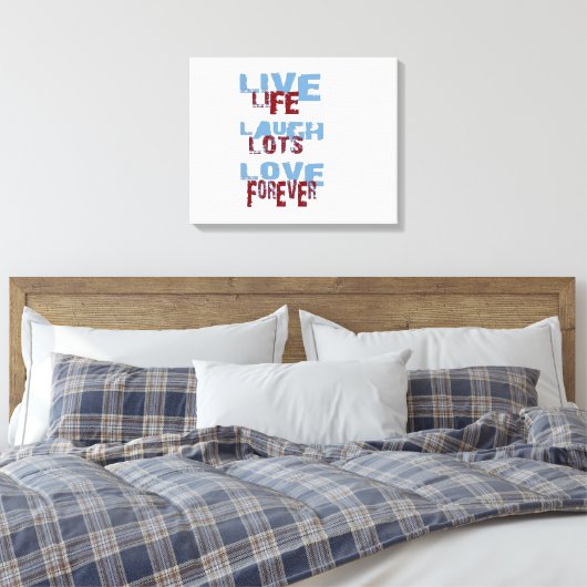 LIVE LACHEN LIEFDESDOEK CANVAS AFDRUK (Insitu (Slaapkamer))