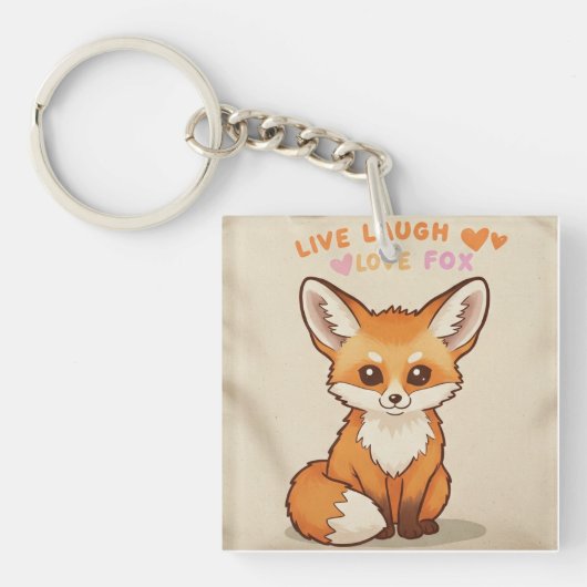 Live Lachen schattige vos Sleutelhanger (voorkant)