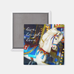 Live lacht citaat script carrousel paard foto magneet
