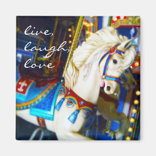 Live lacht citaat script carrousel paard foto magneet